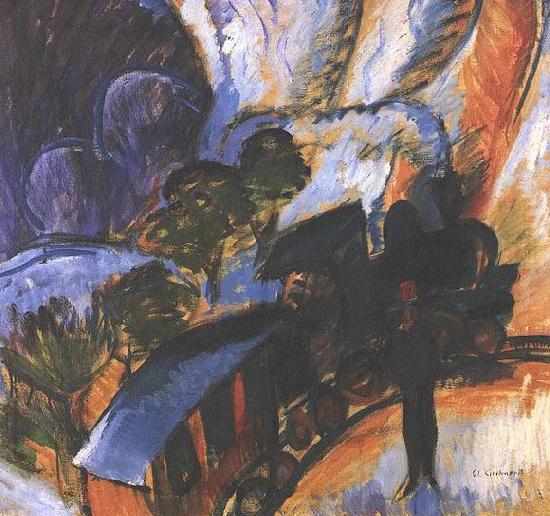 Ernst Ludwig Kirchner Rhaetian Railway, Davos France oil painting art
